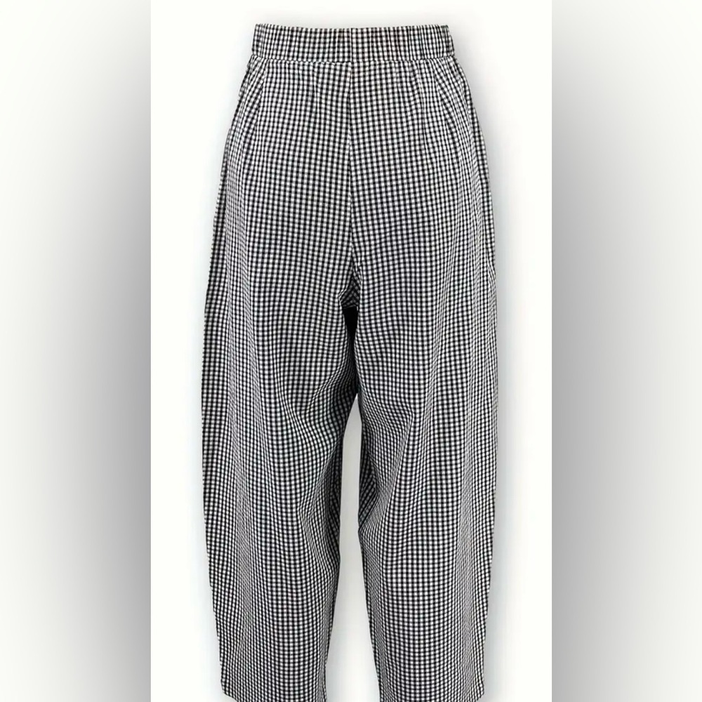Stylish Black and White Checkered Women's Pants - Picture 3 of 9